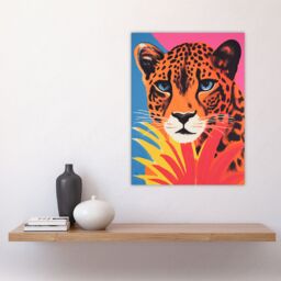 Artery8 Cheetah & Pineapple Modern Screen Print Risograph Blue Pink Orange Artwork Painting Unframed Wall Art Print Poster Home Decor Premium - thumbnail 4