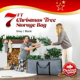 Christmas Village 7ft Premium Christmas Tree Storage Bag - Grey - thumbnail 2