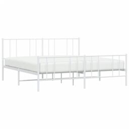 Berkfield Home Metal Bed Frame with Headboard & Footboard White 193x203 cm - thumbnail 3