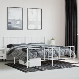 Berkfield Home Metal Bed Frame with Headboard & Footboard White 193x203 cm - thumbnail 4