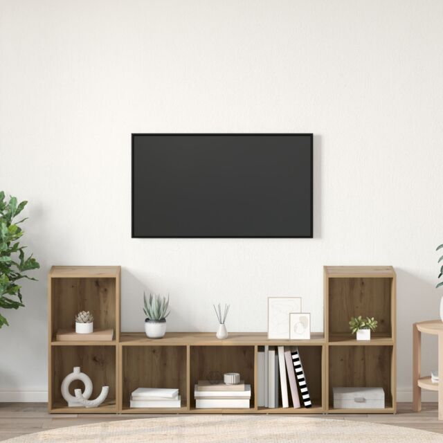 Berkfield Home TV Cabinet Set 3 pcs Brown 107 x 35 x 37 cm Engineered wood - image 1