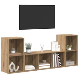 Berkfield Home TV Cabinet Set 3 pcs Brown 107 x 35 x 37 cm Engineered wood - thumbnail 3