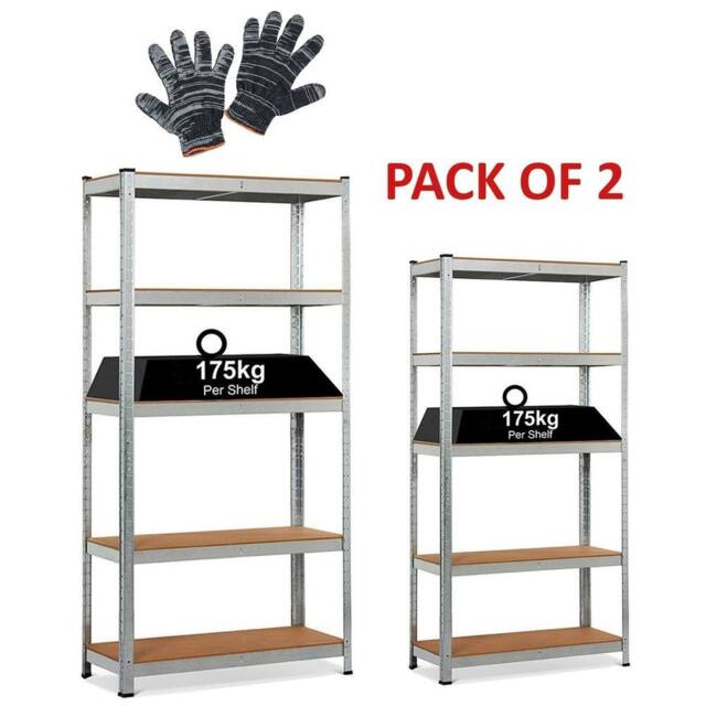 EONLION 2 PCS-5 Tier Racking Shelf Heavy Duty Garage in Silver - Size: 1000mm × 2000mm - image 1