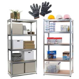 EONLION 2 PCS-5 Tier Racking Shelf Heavy Duty Garage in Silver - Size: 1000mm × 2000mm - thumbnail 4