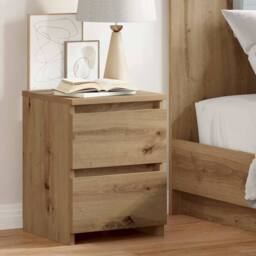 Berkfield Home Timeless Bedside Cabinet¬†Aritisan Oak 30x30x40 cm Engineered Wood in Brown - Size: 30 x 30 x 40 cm - thumbnail 2
