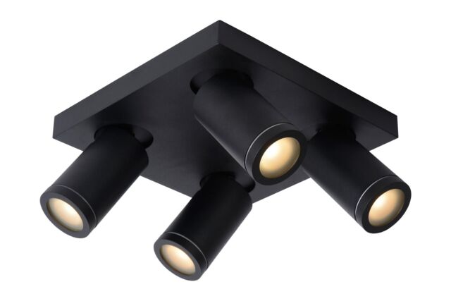 Lucide 'TAYLOR' Dimmable Stylish Tiltable Bathroom LED Ceiling Spotlight GU10 in Black - image 1