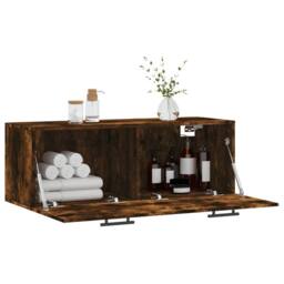 Berkfield Home Wall Cabinet Smoked Oak 100x36.5x35 cm Engineered Wood in Brown - thumbnail 4