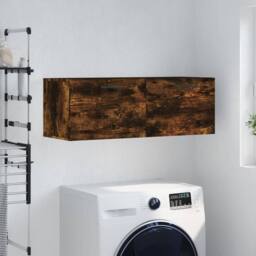 Berkfield Home Wall Cabinet Smoked Oak 100x36.5x35 cm Engineered Wood in Brown - thumbnail 2