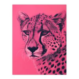 "Artery8 Cheetah Hot Pink Pencil Art Animal Portrait Wall Art Print - Size: W18"" x H24""" - thumbnail 1