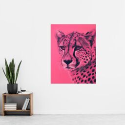 "Artery8 Cheetah Hot Pink Pencil Art Animal Portrait Wall Art Print - Size: W18"" x H24""" - thumbnail 4