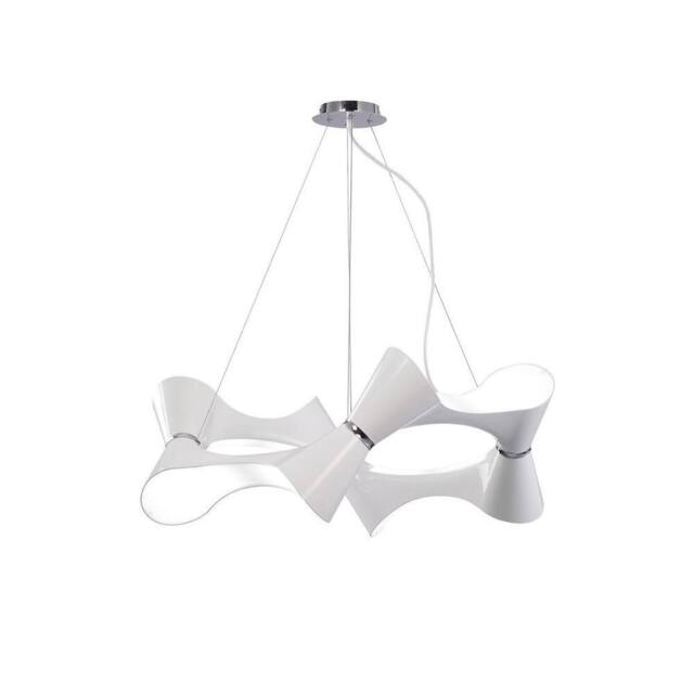 Netlighting Ora Pendant 8 Twisted Round Light E27 Gloss White White Acrylic Chrome - image 1
