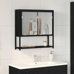 Berkfield Home Bathroom Mirror Cabinet Black Oak 60x16x60 cm Engineered Wood - Size: 60 x 16 x 60 cm - thumbnail 2