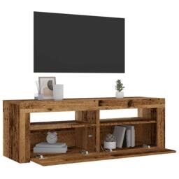 Berkfield Home Modern Bedside Cabinets 2 pcs with LEDs Old Wood 60x35x40 cm in Brown - Size: 60 x 35 x 40 cm - thumbnail 2
