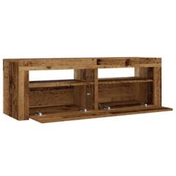 Berkfield Home Modern Bedside Cabinets 2 pcs with LEDs Old Wood 60x35x40 cm in Brown - Size: 60 x 35 x 40 cm - thumbnail 8