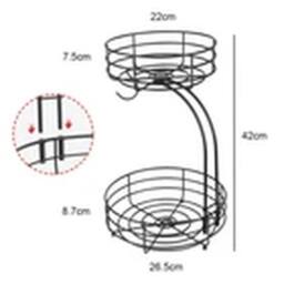Havendro Fruit Racks 2 Tier Fruit Basket with Hanger Detachable Fruit Bowls in Black - thumbnail 2