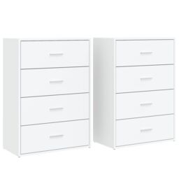 Berkfield Home Sideboards 2 pcs White 60x31x84 cm Engineered Wood - Size: 60 x 31 x 84 cm - thumbnail 2