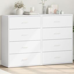 Berkfield Home Sideboards 2 pcs White 60x31x84 cm Engineered Wood - Size: 60 x 31 x 84 cm - thumbnail 1