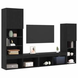 Berkfield Home LED TV Cabinet Black Oak 30.5x30x102 cm Engineered Wood - thumbnail 1