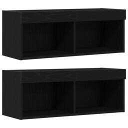 Berkfield Home LED TV Cabinet Black Oak 30.5x30x102 cm Engineered Wood - thumbnail 7