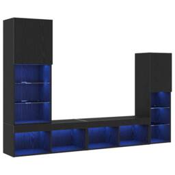 Berkfield Home LED TV Cabinet Black Oak 30.5x30x102 cm Engineered Wood - thumbnail 3