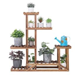 ERGOVEXA Support Flower Planter Pot Stands Plant Rack Shelf Wooden Frame in Brown - thumbnail 1