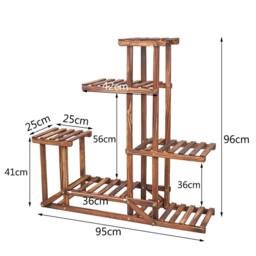ERGOVEXA Support Flower Planter Pot Stands Plant Rack Shelf Wooden Frame in Brown - thumbnail 2