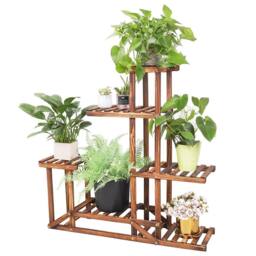 ERGOVEXA Support Flower Planter Pot Stands Plant Rack Shelf Wooden Frame in Brown - thumbnail 3
