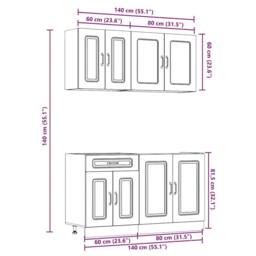 Berkfield Home 4 Piece Kitchen Cabinet Set Kalmar Artisan Oak Engineered Wood in Brown - thumbnail 9