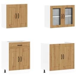 Berkfield Home 4 Piece Kitchen Cabinet Set Kalmar Artisan Oak Engineered Wood in Brown - thumbnail 4