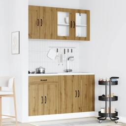 Berkfield Home 4 Piece Kitchen Cabinet Set Kalmar Artisan Oak Engineered Wood in Brown - thumbnail 3