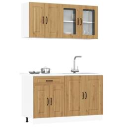 Berkfield Home 4 Piece Kitchen Cabinet Set Kalmar Artisan Oak Engineered Wood in Brown - thumbnail 2
