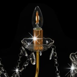 Berkfield Home Chandelier with Beads Golden 12 x E14 Bulbs in Gold - thumbnail 6