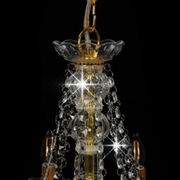 Berkfield Home Chandelier with Beads Golden 12 x E14 Bulbs in Gold - thumbnail 5