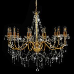 Berkfield Home Chandelier with Beads Golden 12 x E14 Bulbs in Gold - thumbnail 4