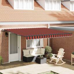 Berkfield Home Manual Retractable Awning Orange & Brown 400x300 cm - thumbnail 2