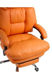 Living and Home Ergonomic Faux Leather Office Chair with Reclining & Footrest in Orange - thumbnail 9
