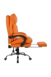 Living and Home Ergonomic Faux Leather Office Chair with Reclining & Footrest in Orange - thumbnail 7