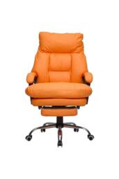 Living and Home Ergonomic Faux Leather Office Chair with Reclining & Footrest in Orange - thumbnail 5