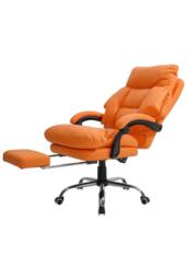 Living and Home Ergonomic Faux Leather Office Chair with Reclining & Footrest in Orange - thumbnail 8