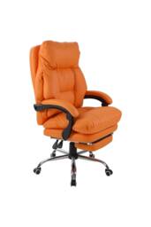 Living and Home Ergonomic Faux Leather Office Chair with Reclining & Footrest in Orange - thumbnail 6