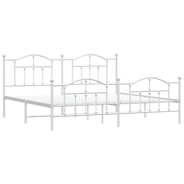 Berkfield Home Metal Bed Frame with Headboard & Footboard White 200x200 cm - image 1