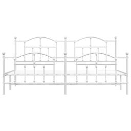 Berkfield Home Metal Bed Frame with Headboard & Footboard White 200x200 cm - thumbnail 5