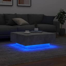 Berkfield Home Modern Coffee Table with LED Lights Concrete Grey 80x80x31 cm - Size: 80 x 80 x 31 cm - thumbnail 4