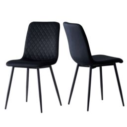 MCC Direct Set of 4 Velvet Fabric Upholstered Dining Chairs Lexi in Black - thumbnail 2