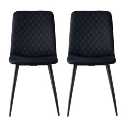 MCC Direct Set of 4 Velvet Fabric Upholstered Dining Chairs Lexi in Black - thumbnail 4
