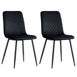 MCC Direct Set of 4 Velvet Fabric Upholstered Dining Chairs Lexi in Black - thumbnail 3