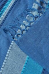 Homescapes Cotton Morocco Striped Throw in Blue - Size: 255 cm x 360 cm - thumbnail 5