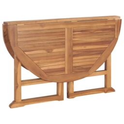 Berkfield Home Folding Garden Dining Table Ã˜110x75 cm Solid Wood Teak in Brown - Size: 110x75 cm - thumbnail 6