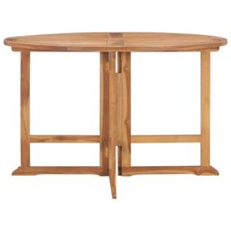 Berkfield Home Folding Garden Dining Table Ã˜110x75 cm Solid Wood Teak in Brown - Size: 110x75 cm - thumbnail 3