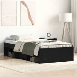 Berkfield Home Bed Frame without Mattress Black Oak 90x200 cm Engineered Wood - thumbnail 2